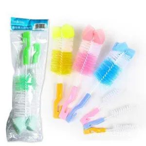 Portable baby feeding bottle cleaning brush set 2 in 1