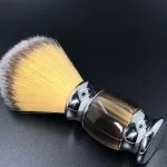 Travel shaving brush synthetic bristle for soap and cream lather