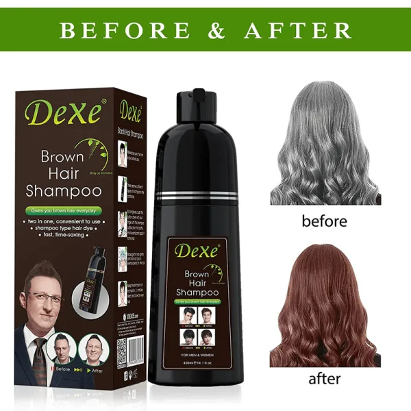 Dexe instant hair dye shampoo brown for men and women 400ml
