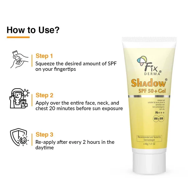 Fixderma Shadow Sunscreen SPF 50+ Gel 40g for oily and acne-prone skin