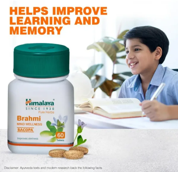 Himalaya Brahmi 60 Tablets – Ayurvedic Herbal Supplement for Memory, Focus & Mental Wellness - Image 3