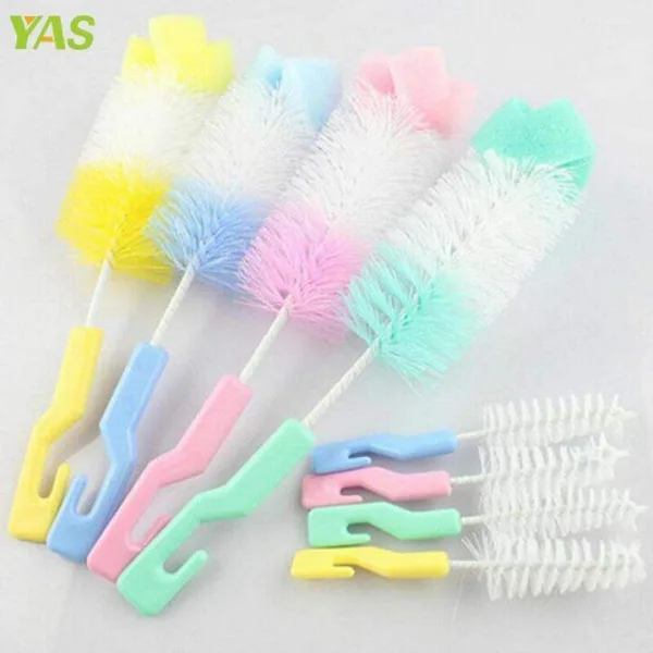 Baby bottle cleaning brush with long handle and non slip grip