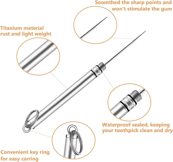 Compact reusable metal toothpicks for camping and outdoor use