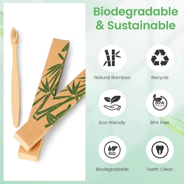 Multicolor bamboo environmental friendly toothbrushes 8.9 inches