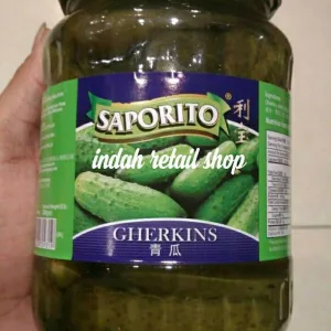 Saporito pickled gherkins 670 gram large jar for burgers and salads