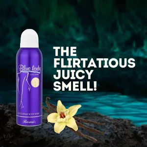 Rasasi Blue Lady deodorant body spray for women 200ml can from UAE