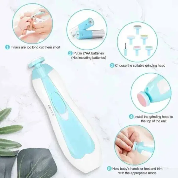 Quiet electric nail trimmer for newborns and toddlers