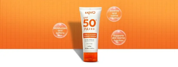 skin O care and repair sunscreen packaging detail