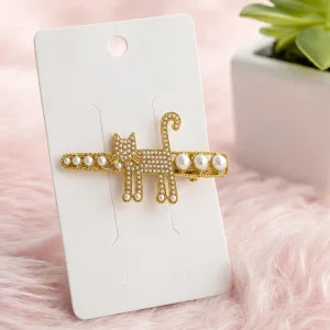 Beaded three dimensional cat hairpin decorative hair clip