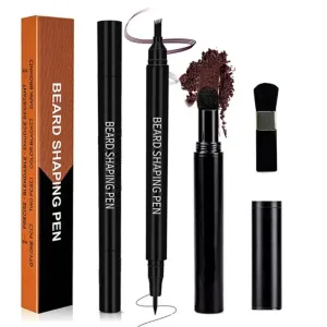 Beard pen and brush kit for filling patches and shaping beard line