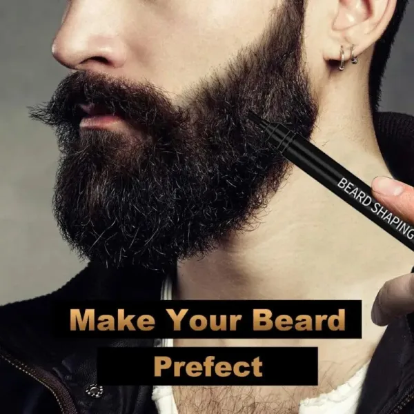Beard pen and brush kit for filling patches and shaping beard line