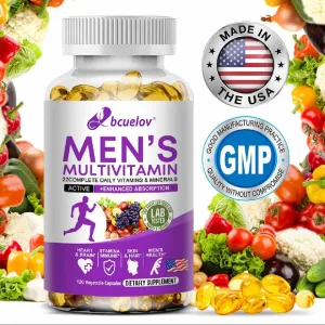 BCUELOV men's multivitamin supplement 120 capsules bottle