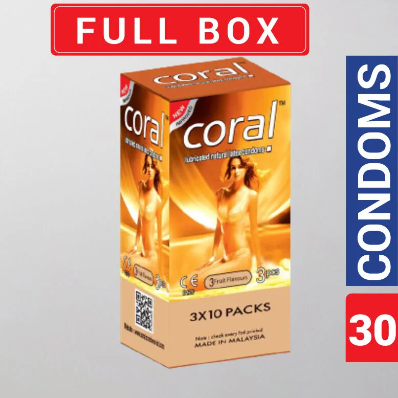 e8037b0ff1a985cfaa1ef2fa692aa18e.jpg Coral assorted fruit condom economy box of 30 from Malaysia