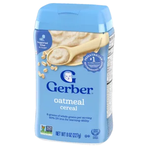 Gerber non-GMO whole grain baby oat cereal for supported sitters