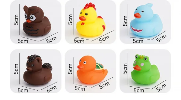 Squeaky rubber duck bath toy for babies and toddlers