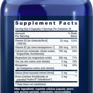 Calcium vitamin D3 and K2 bone health supplement capsules 120 count