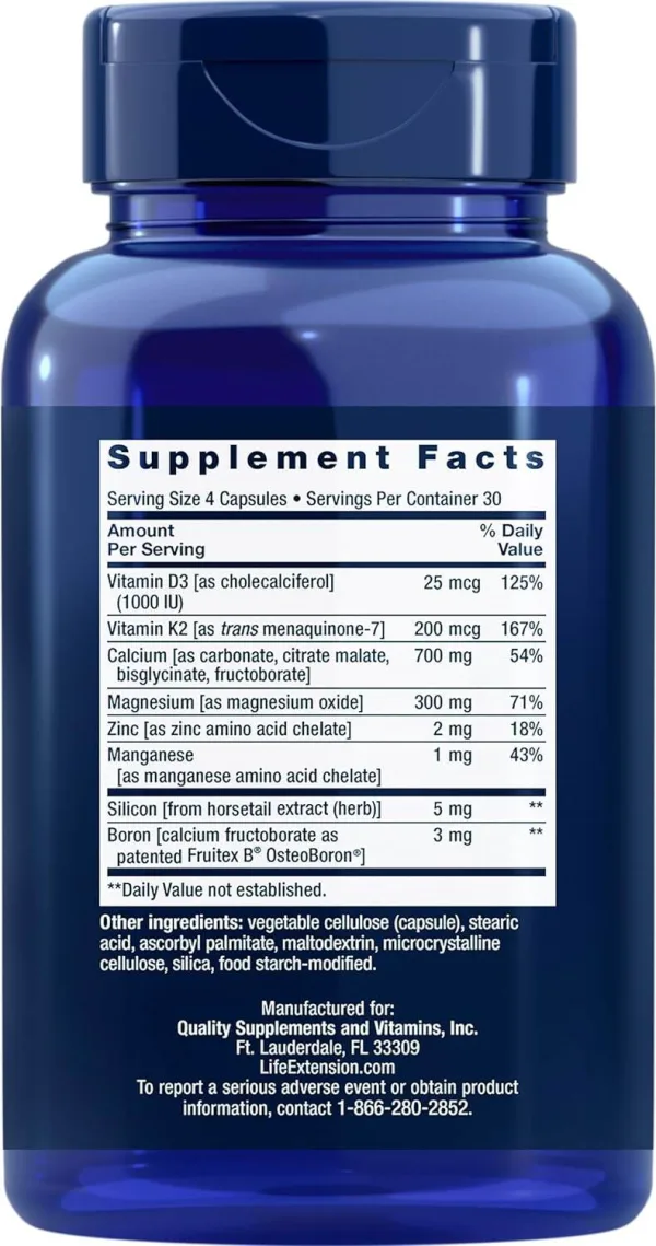 Calcium vitamin D3 and K2 bone health supplement capsules 120 count