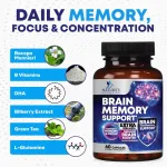Memory and focus brain supplement bottle 60 capsules
