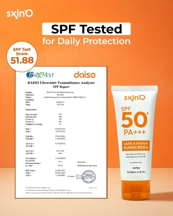 Hybrid filter sunscreen SPF 50+ with hyaluronic acid and panthenol