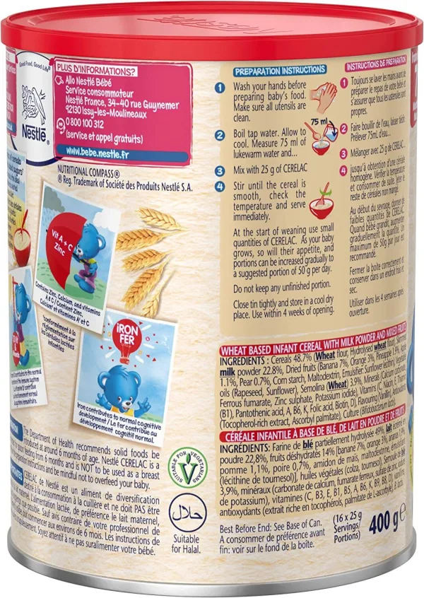 Nestle Cerelac fortified baby food with iron zinc and BIFIDUS BL 400g