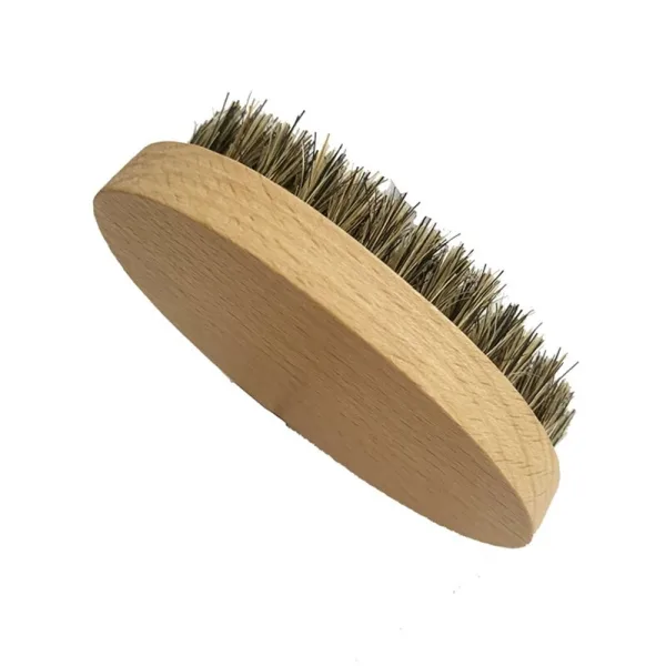 Soft boar bristle beard brush oval wooden base