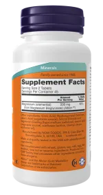 NOW Magnesium Glycinate Tablets – Highly Absorbable Magnesium Support-120 pcs /180 pcs - Image 2